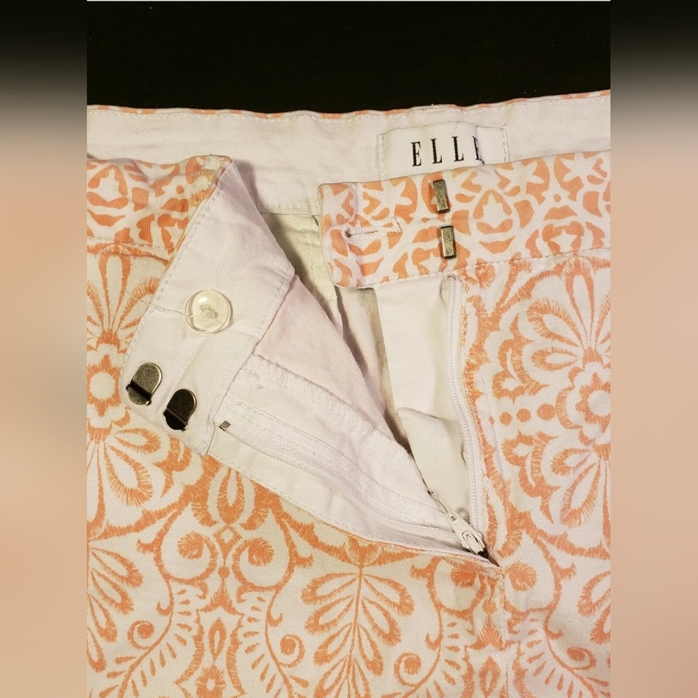 ❤️ Women's Elle Brand Shorts | White/Peach Paisley | Size 12 ❤️ - Picture 3 of 9